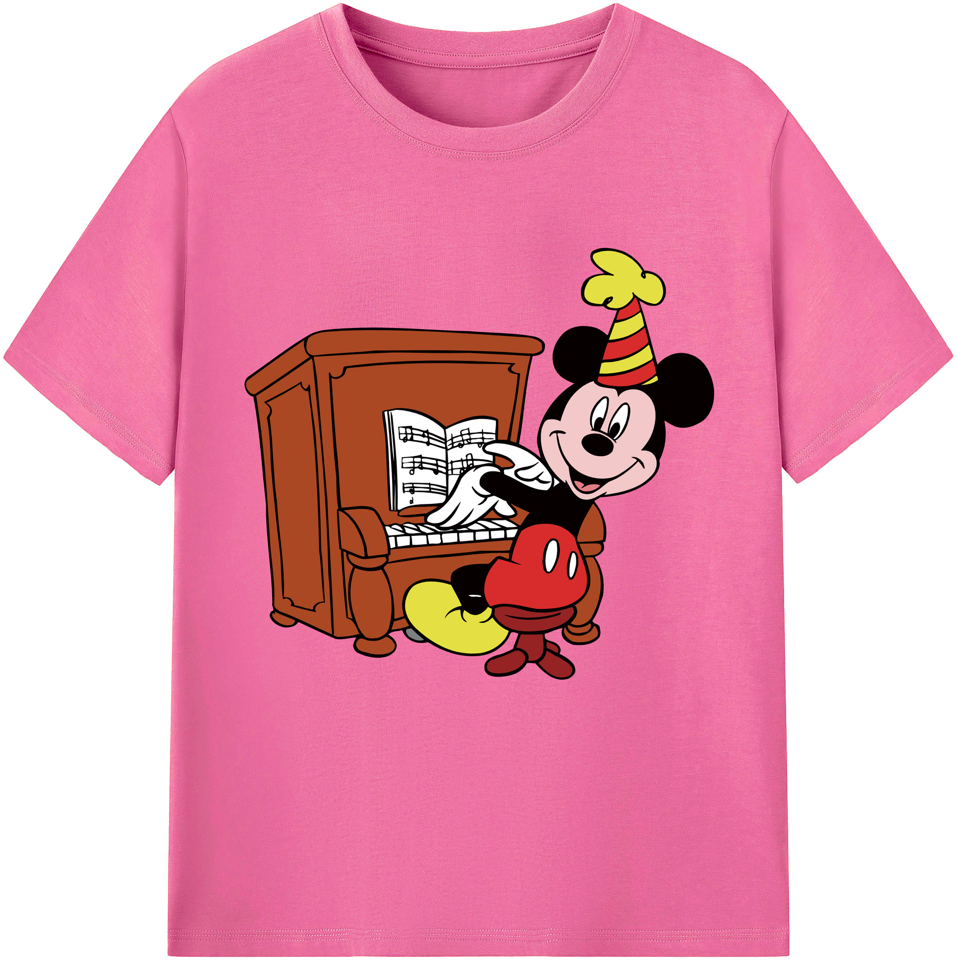 （画像用） ミッキーマウス Mickey Mouse レディースカジュアルプリントTシャツ（綿100％）